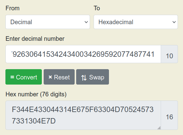 decimal to hex
